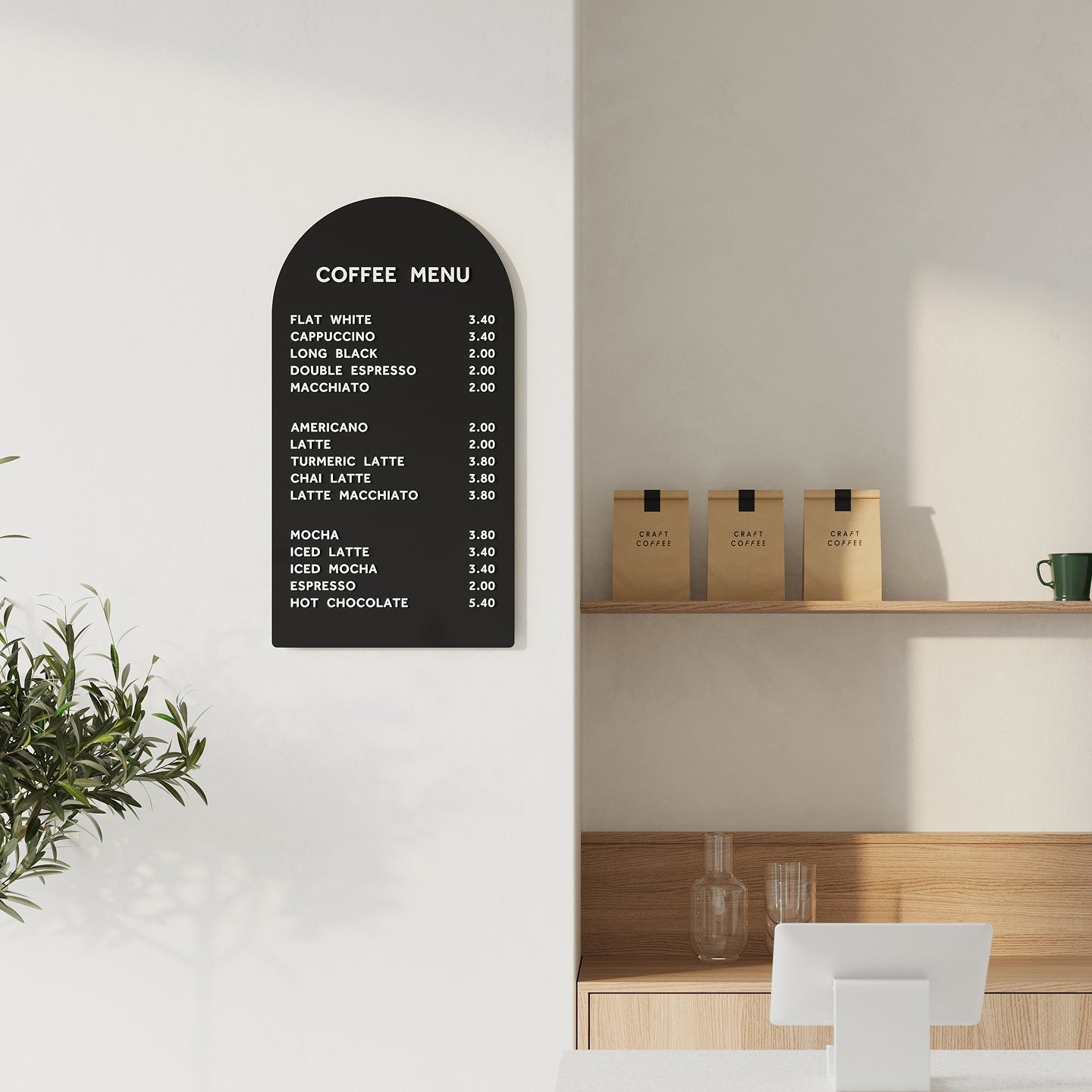 arched magnetic coffee menu display board