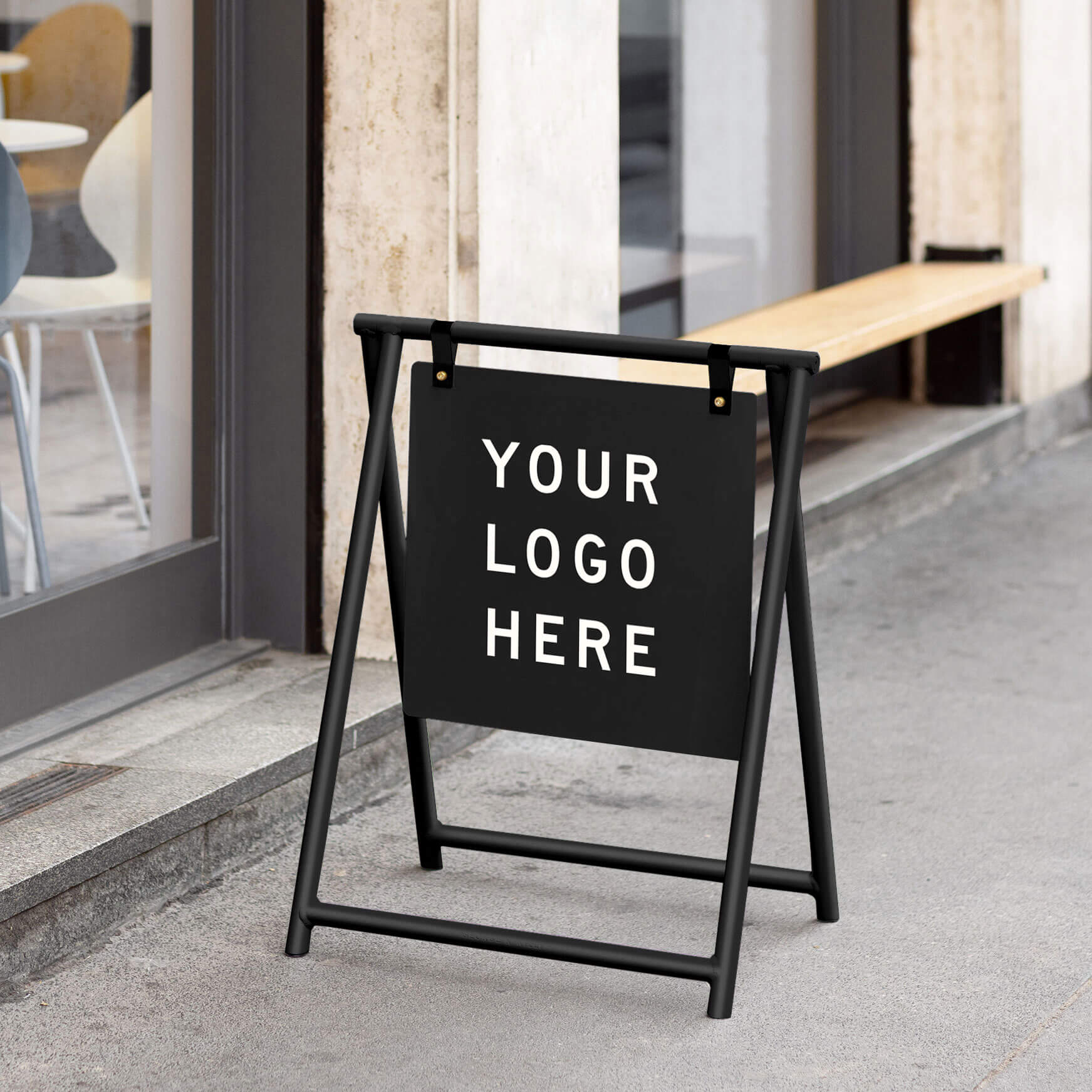 Black metal A-Frame Sign Sandwich Board company sign